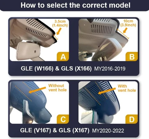 FITCAMX Integrert 4K Dashcam (foran+bak) MB GLE/GLS (2019 -->) "C" 