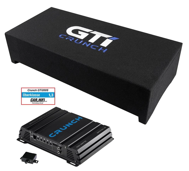CRUNCH GTI200S + GPX750.1D Basspakke med 8" downfire og mono 