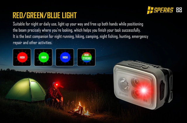 Speras B8 hode / arbeidslykt 700lm / 70 meter kastelengde 