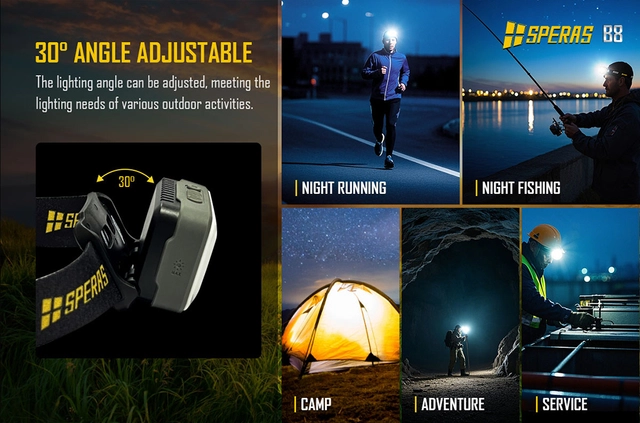 Speras B8 hode / arbeidslykt 700lm / 70 meter kastelengde 