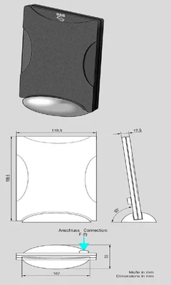 ATTB DAB-antenne - F-kontakt For montering p&#229; bord