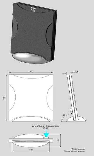 ATTB DAB-antenne - F-kontakt For montering p&#229; bord