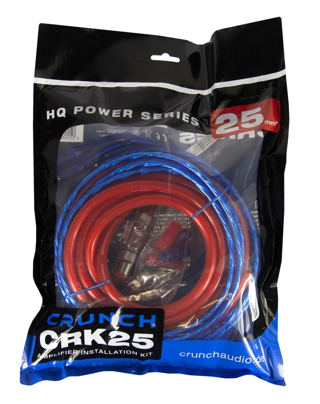 CRUNCH CRK25 kabelkit 25 mm² Komplett forsterker kit ink RCA 