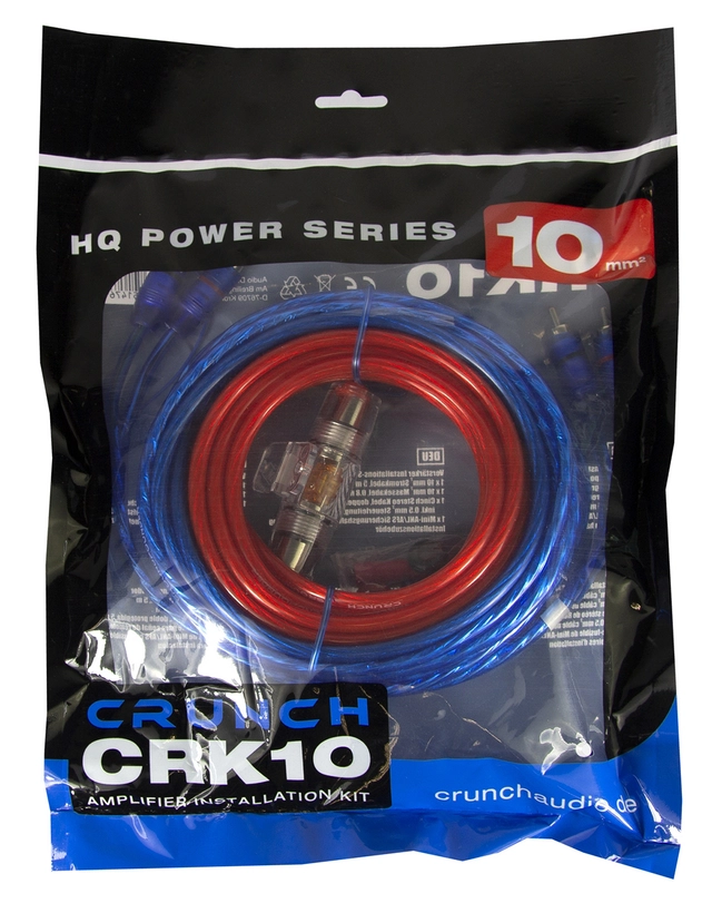 CRUNCH CRK10 Kabelkit 10 mm² Komplett forsterker kit inkl RCA 