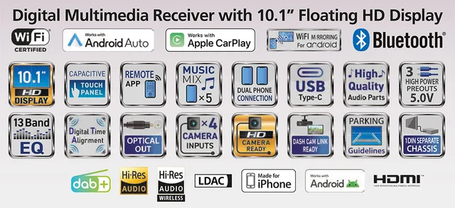 Kenwood DMX9724XDS 2-DIN MEDIASPILLER -  DAB BT USB/IPHONE 