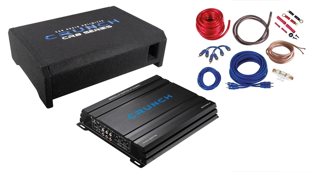 CRUNCH CBP1000F Basspack 4 kanals 500W RMS, flat basskasse m/4k-forsterker 