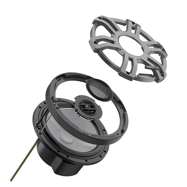 Hertz HMX77SLDG 7,7" koaxial sort LED Sprutsikker IP65, 200W RGB LED-lys 