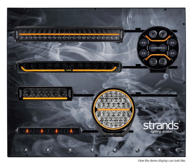 Strands display med EU kontakt 90x90cm 7 knapper av/på. 