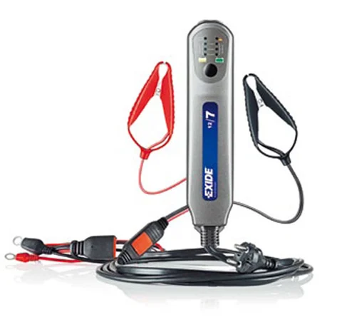 EXIDE Batterilader 12V/7A M/lykt og mulighet for fastmontering. 