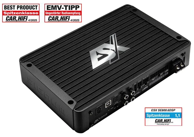 ESX 6-kanals DSP-forsterker 750W RMS i 2 Ohm 