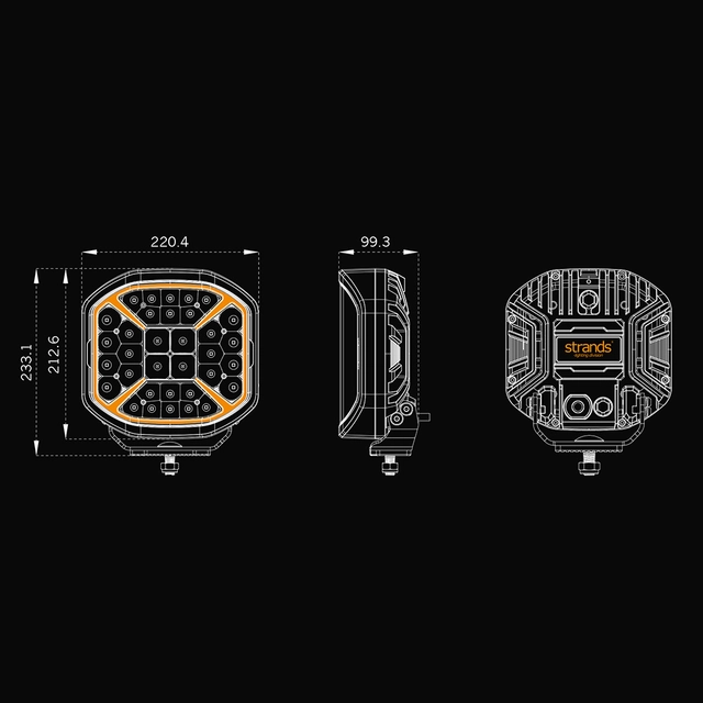 Strands Siberia X, 9" LED ekstralys, 164 Watt, 13.350 Lumen 