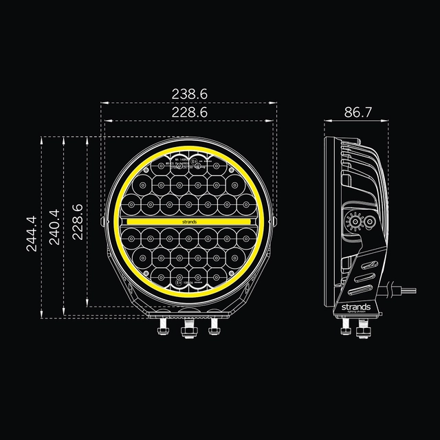 Strands SIBERIA XP, 9" LED ekstralys, 144 Watt, 15.030 Lumen 