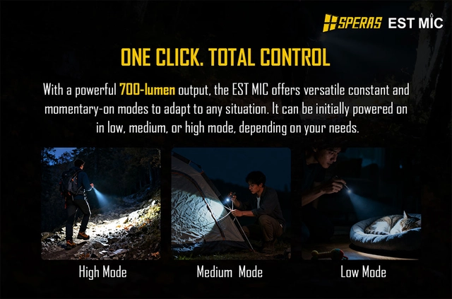 Speras EST MICRO lommelykt 700lm / 138 meter kastelengde 