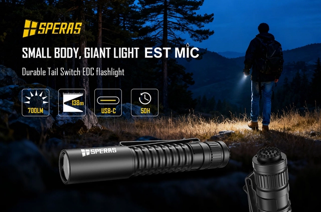 Speras EST MICRO lommelykt 700lm / 138 meter kastelengde 