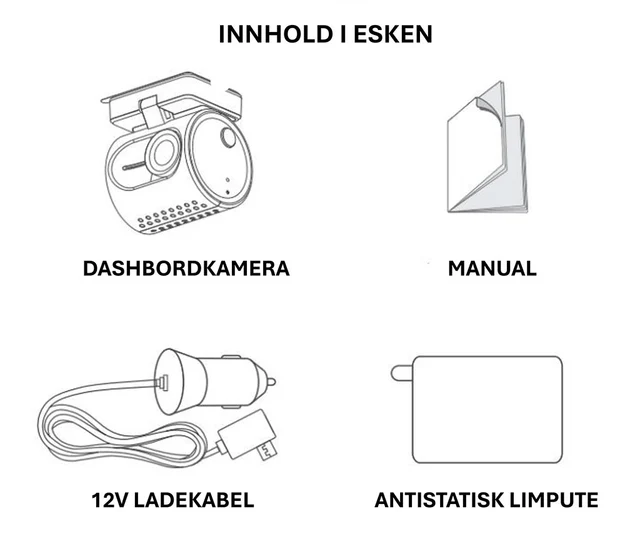ConnectED Dashbordkamera 1 kanals mini WiFi, Quad 2K, 30 b/s mini stemmestyring 
