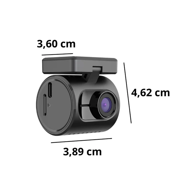 ConnectED Dashbordkamera 1 kanals mini WiFi, Quad 2K, 30 b/s mini stemmestyring 