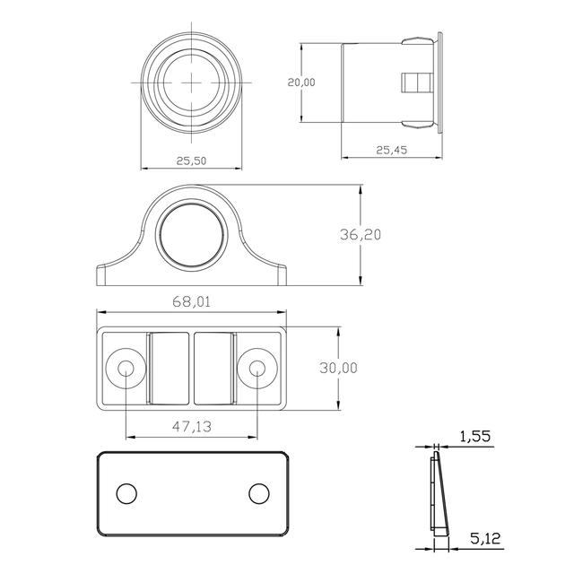 Ampire parkeringshjelp 4-veis Matt svart, sensormontering forfra 