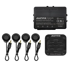 Ampire parkeringshjelp 4-veis GPS Matt svart, sensormontering forfra