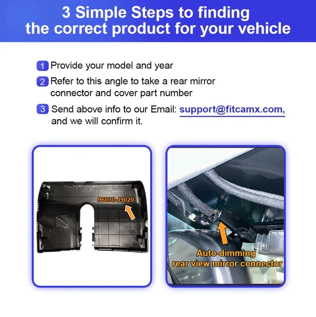 FITCAMX Integrert 4K Dashcam (foran) Hyundai Kona 2022-2023 