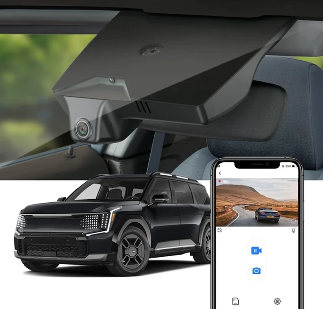 FITCAMX Integrert 4K Dashcam (foran+bak) Kia EV9 (2023-->) 