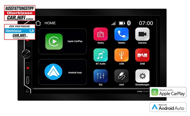ESX 7" LCD/DAB+/FM/USB/SD/BT 2-DIN DAB mediaspiller med masse utstyr 