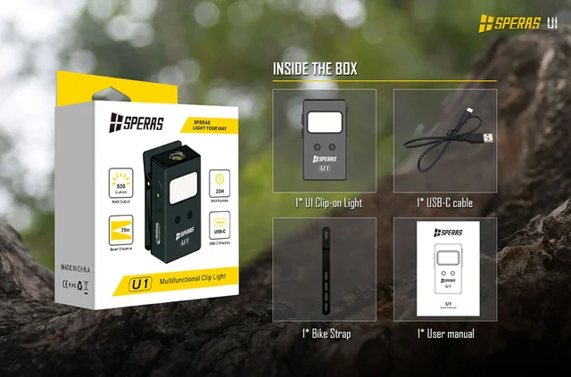 Speras U1 lommelykt/arbeidslys/leselys 500lm / 75 meter kastelengde 