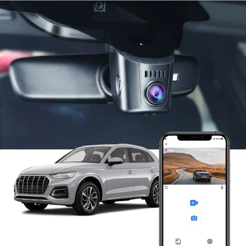 FITCAMX Integrert 4K Dashcam (foran+bak) Audi (2016 -->) Modell F Sort