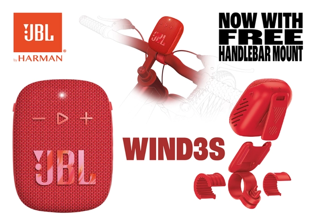 JBL WIND3S bærbar BT høyttaler rød Kompakt BT med feste for sykkelstyre 