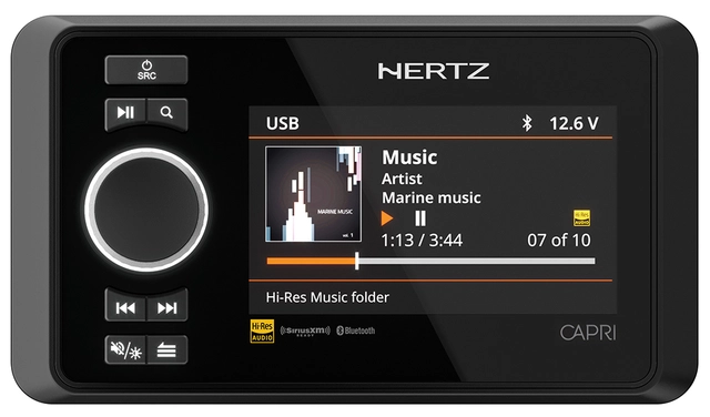 HERTZ CAPRI Marine radio m/bt 4,3"skjerm 100% vanntett front IP67, 4 x 70W 