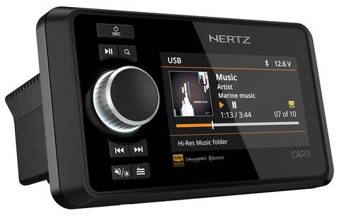 HERTZ CAPRI Marine radio m/bt 4,3"skjerm 100% vanntett front IP67, 4 x 70W