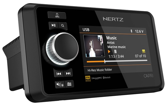 HERTZ CAPRI Marine radio m/bt 4,3"skjerm 100% vanntett front IP67, 4 x 70W 