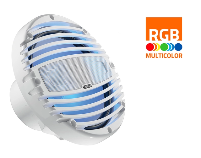Hertz HMX8LDTW, 8,8" koaxial 2-veis hvit Sprutsikker IP65, 200W, RGB-LED 