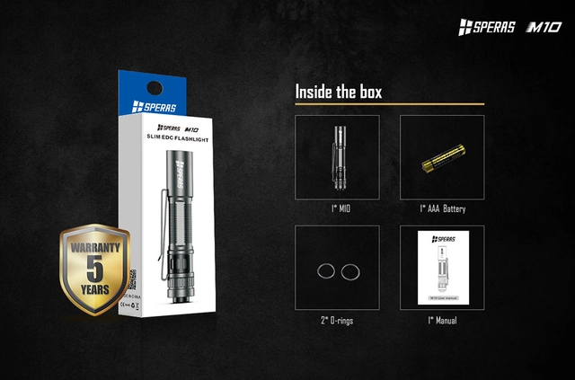 Speras M10 lommelykt 200lm / 58 meter kastelengde 