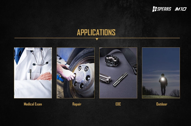 Speras M10 lommelykt 200lm / 58 meter kastelengde 