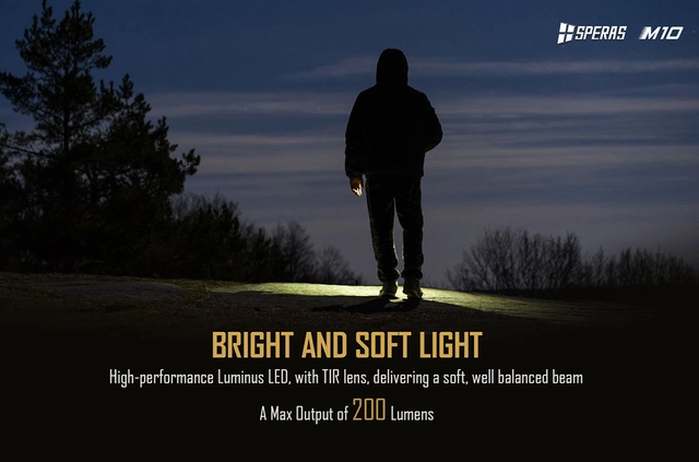 Speras M10 lommelykt 200lm / 58 meter kastelengde 