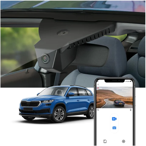FITCAMX Integrert 4K Dashcam (foran+bak) Skoda (2013 - 2022) "8677" Sort