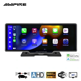 Ampire Apple Carplay/Android Auto Frittstående 10" skjerm m/DVR