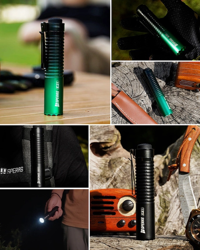 Speras E21 lommelykt i titanium legering 2000lm / 322 meter kastelengde 