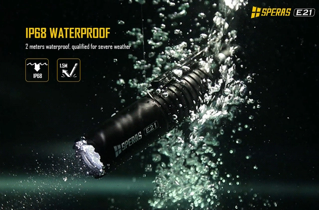 Speras E21 lommelykt i titanium legering 2000lm / 322 meter kastelengde 