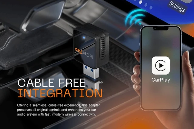 InCarTec Kablet til trådløs Apple Carplay/Android Auto Mini-adapter 