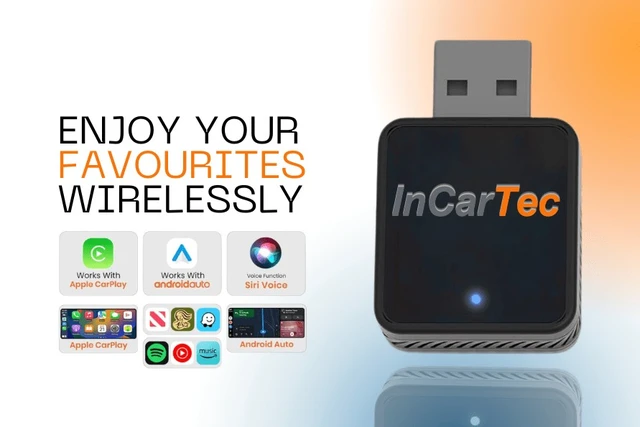 InCarTec Kablet til trådløs Apple Carplay/Android Auto Mini-adapter 