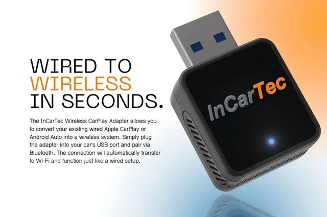 InCarTec Kablet til trådløs Apple Carplay/Android Auto Mini-adapter 