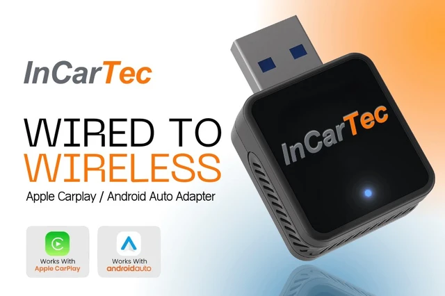 InCarTec Kablet til trådløs Apple Carplay/Android Auto Mini-adapter 