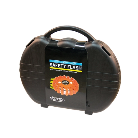 Strands Varsellys "Pucken" oppladbar 6 oransje varslingspucker i koffert 