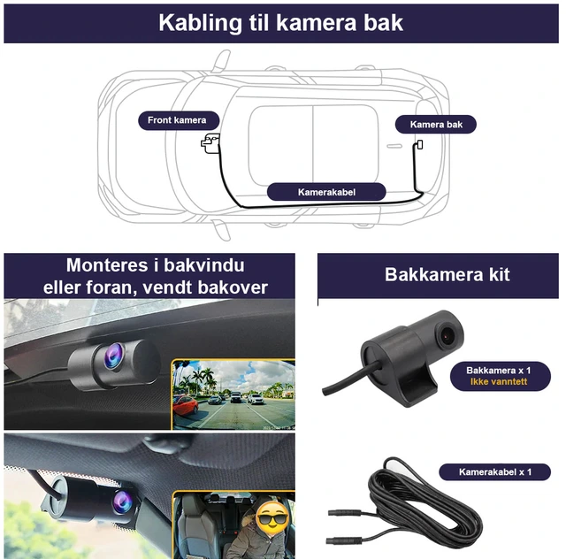 FITCAMX Integrert 4K Dashcam (foran+bak) Volvo XC60/S90/V90 (2017 - 2021) 