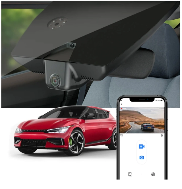 FITCAMX Integrert 4K Dashcam (foran+bak) Kia EV6 (2021-->) 