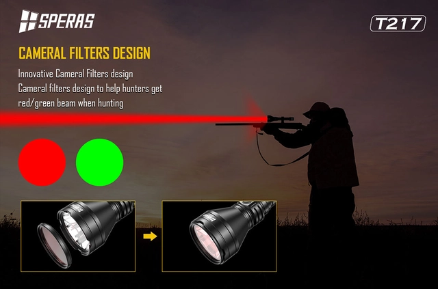 Speras T217 lommelykt i praktisk koffert 1400lm / 1400 meter kastelengde 