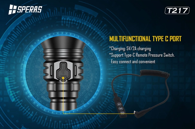 Speras T217 lommelykt i praktisk koffert 1400lm / 1400 meter kastelengde 
