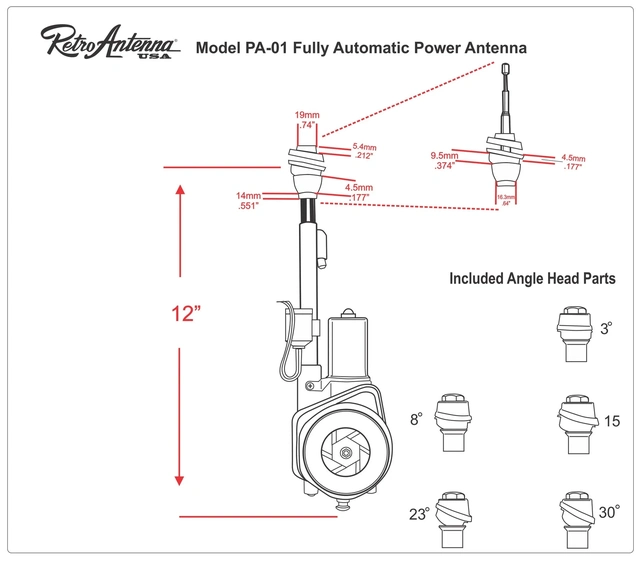 RetroSound motorisert teleskopantenne 