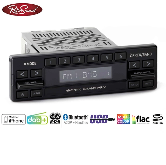 RetroSound Grand Prix DAB+ radio AUX/BT/2 x USB/3 x linjeutganger 